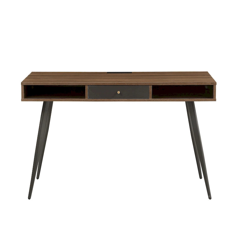Bureau de style Mid-Century avec ports USB, prise de courant et tiroirs