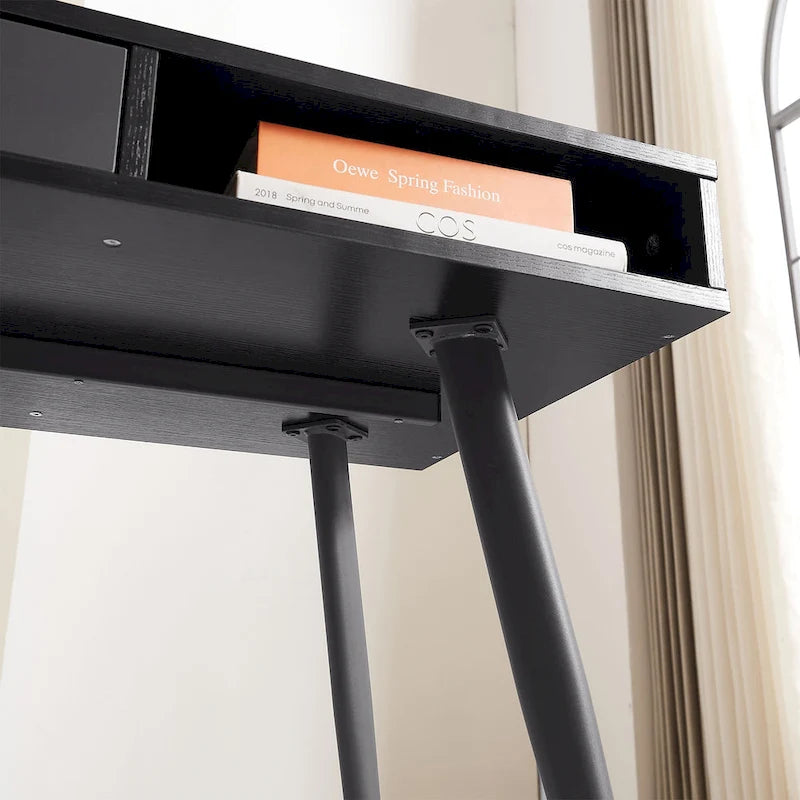 Bureau de style Mid-Century avec ports USB, prise de courant et tiroirs
