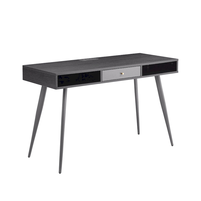 Bureau de style Mid-Century avec ports USB, prise de courant et tiroirs
