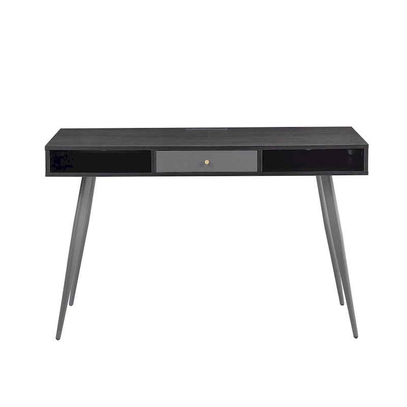 Bureau de style Mid-Century avec ports USB, prise de courant et tiroirs