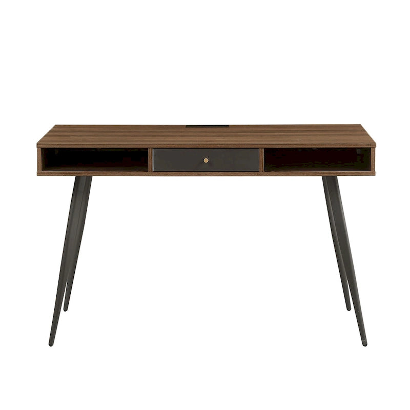 Bureau de style Mid-Century avec ports USB, prise de courant et tiroirs