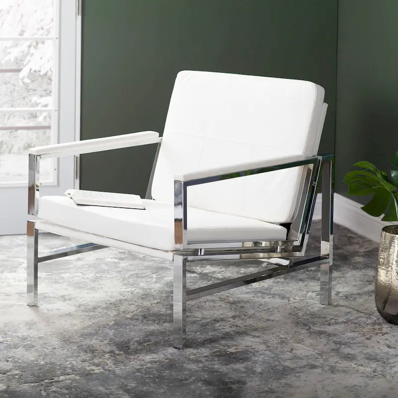 Fauteuil d'appoint du milieu du siècle en métal et cuir reconstitué