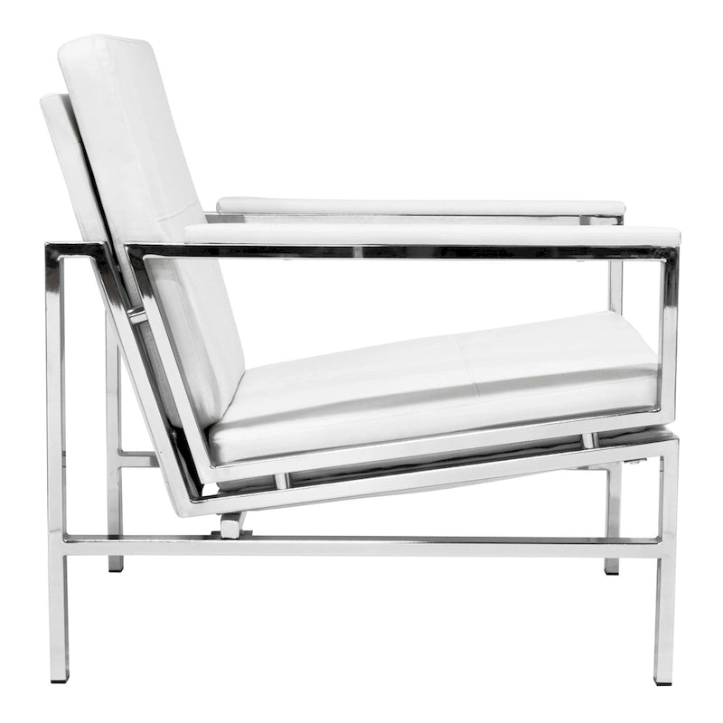 Fauteuil d'appoint du milieu du siècle en métal et cuir reconstitué