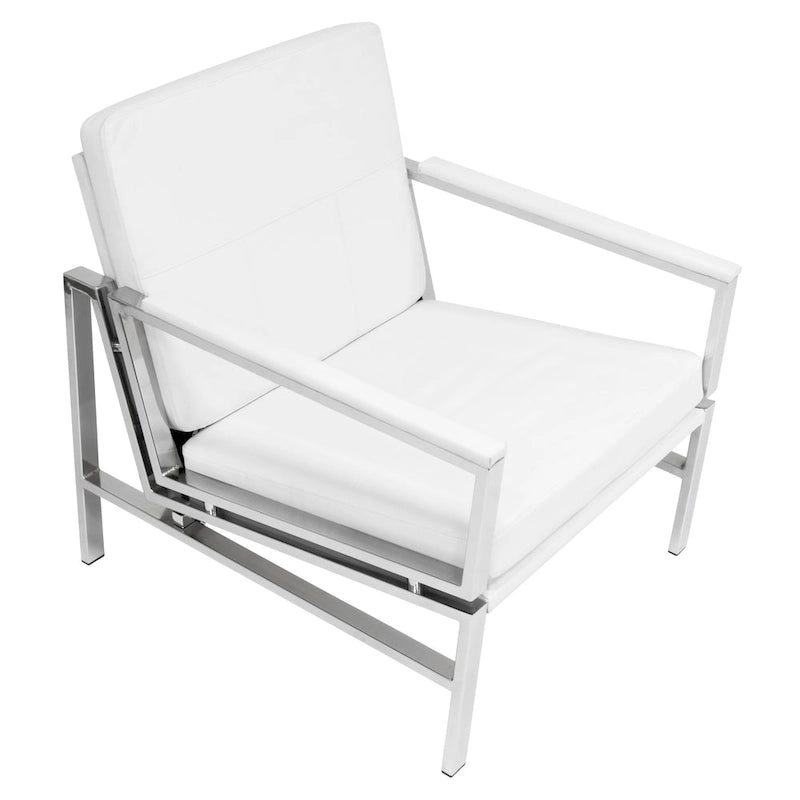 Fauteuil d'appoint du milieu du siècle en métal et cuir reconstitué