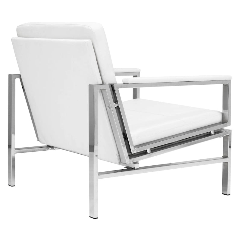 Fauteuil d'appoint du milieu du siècle en métal et cuir reconstitué