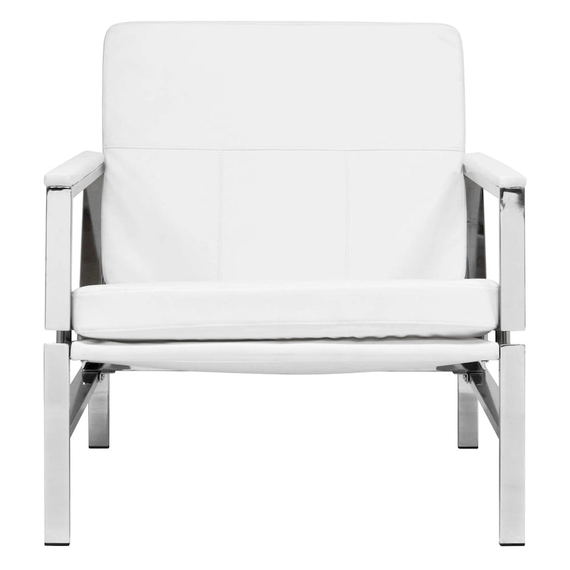 Fauteuil d'appoint du milieu du siècle en métal et cuir reconstitué