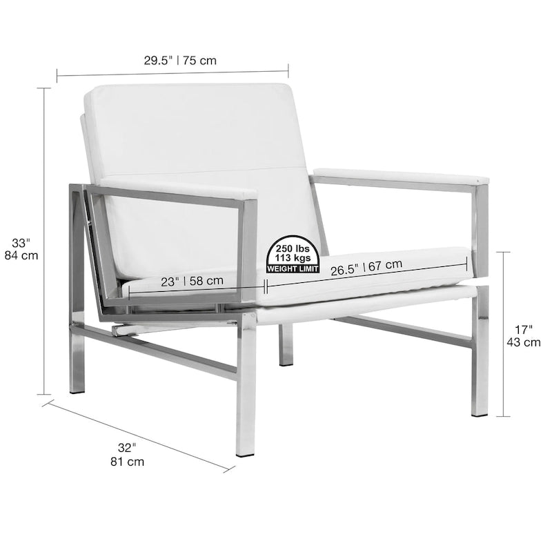 Fauteuil d'appoint du milieu du siècle en métal et cuir reconstitué