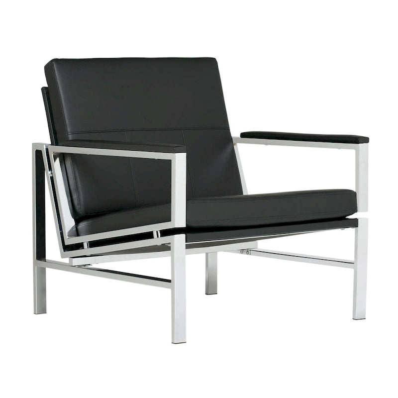 Fauteuil d'appoint du milieu du siècle en métal et cuir reconstitué