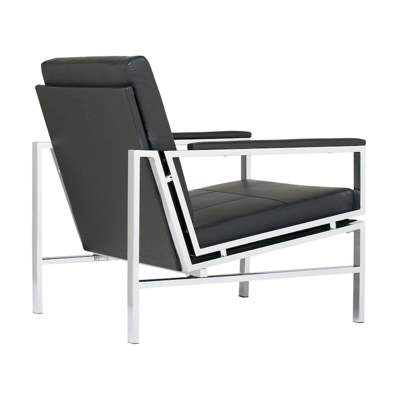 Fauteuil d'appoint du milieu du siècle en métal et cuir reconstitué