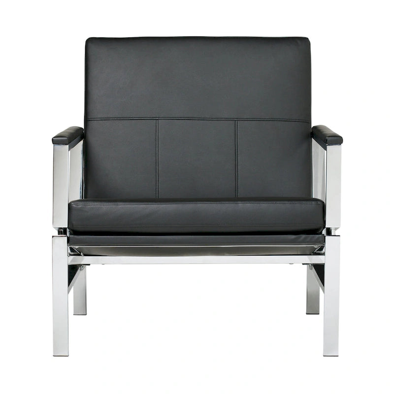 Fauteuil d'appoint du milieu du siècle en métal et cuir reconstitué