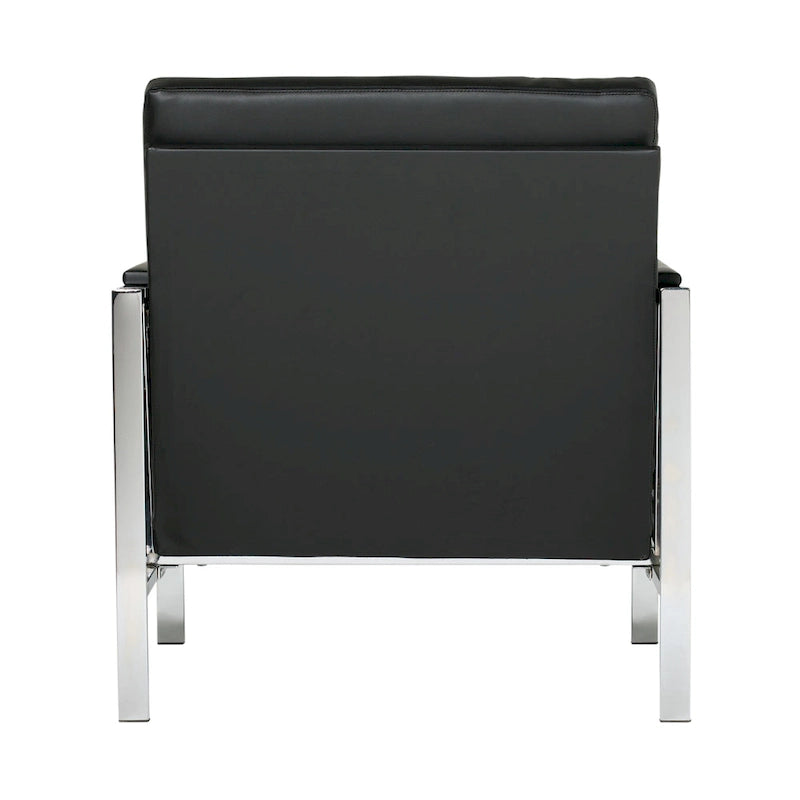 Fauteuil d'appoint du milieu du siècle en métal et cuir reconstitué