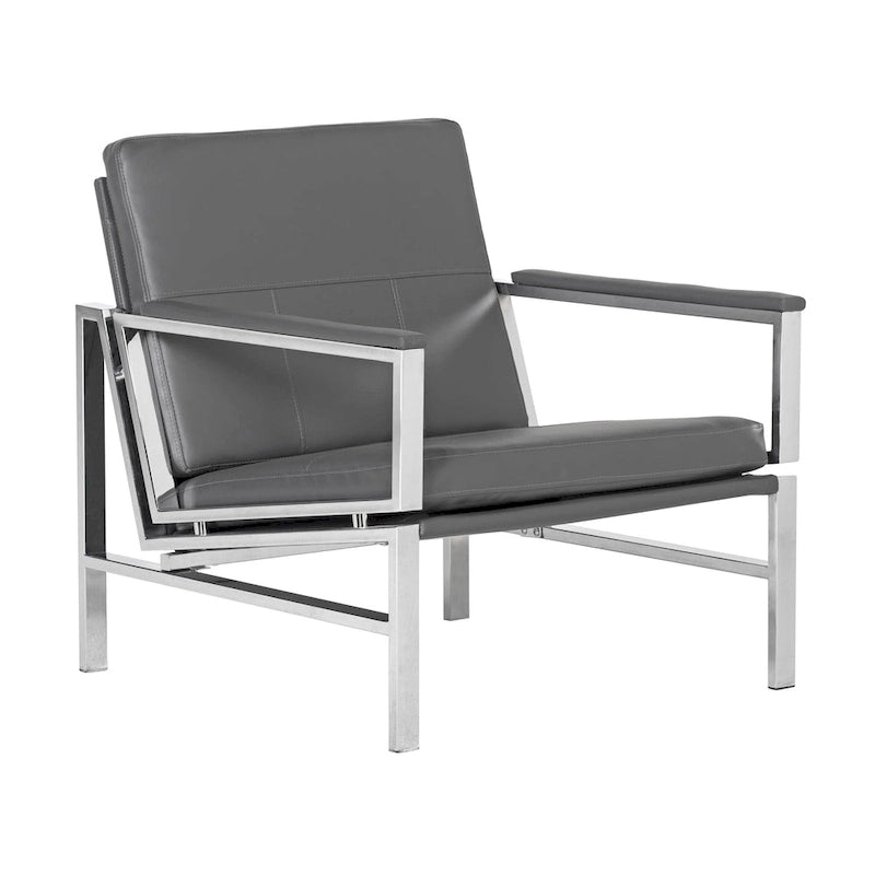 Fauteuil d'appoint du milieu du siècle en métal et cuir reconstitué