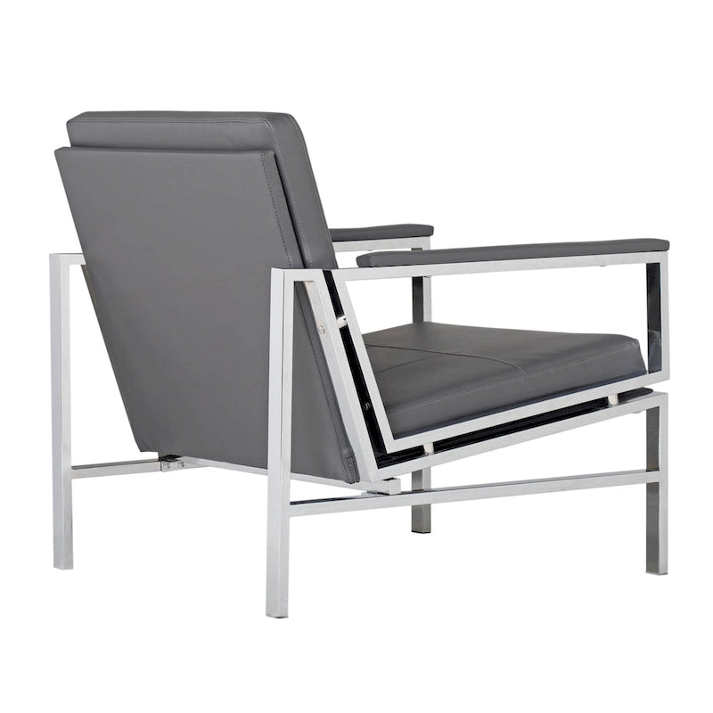 Fauteuil d'appoint du milieu du siècle en métal et cuir reconstitué