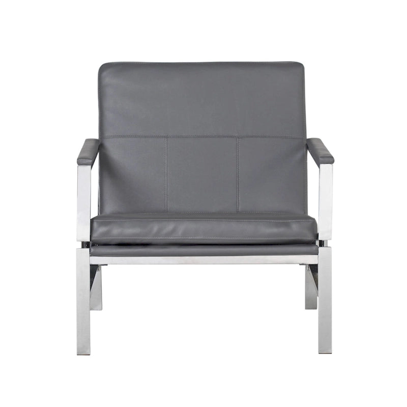 Fauteuil d'appoint du milieu du siècle en métal et cuir reconstitué