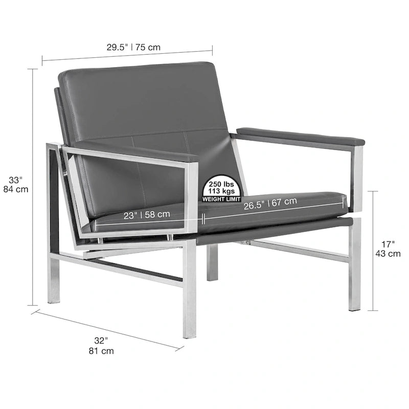 Fauteuil d'appoint du milieu du siècle en métal et cuir reconstitué