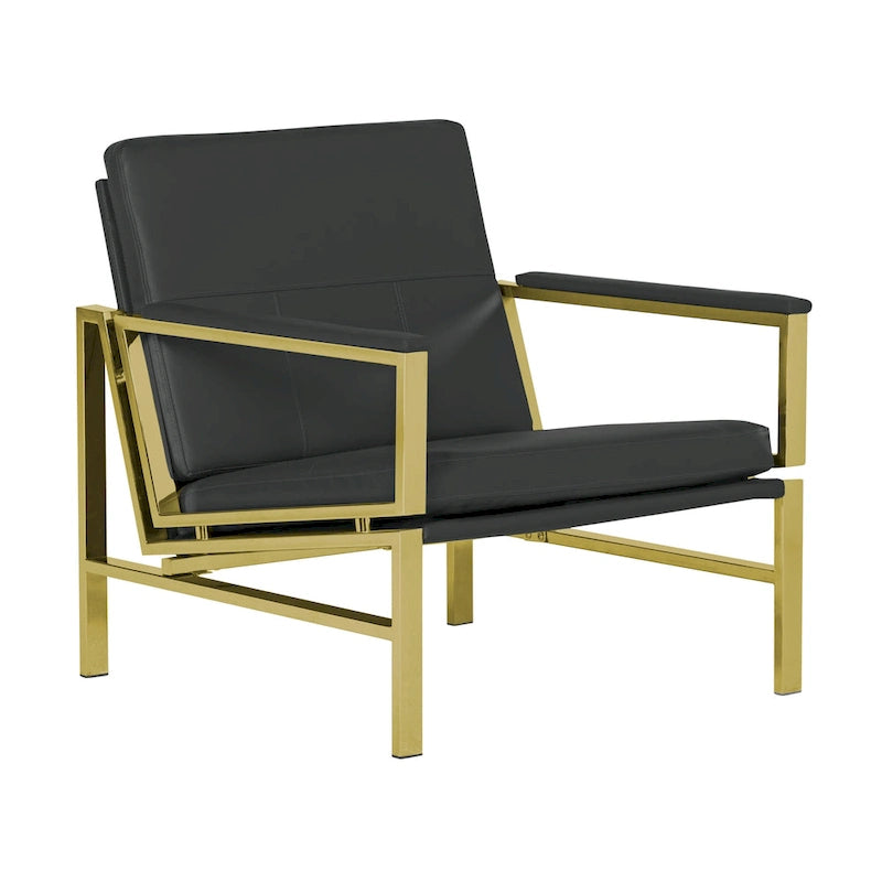 Fauteuil d'appoint du milieu du siècle en métal et cuir reconstitué