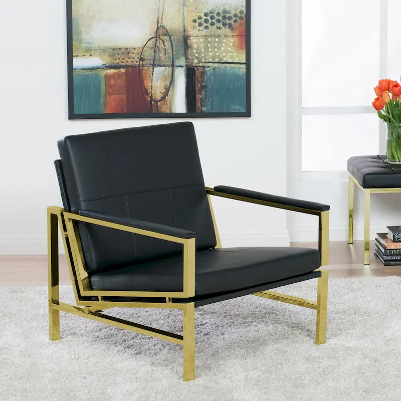 Fauteuil d'appoint du milieu du siècle en métal et cuir reconstitué