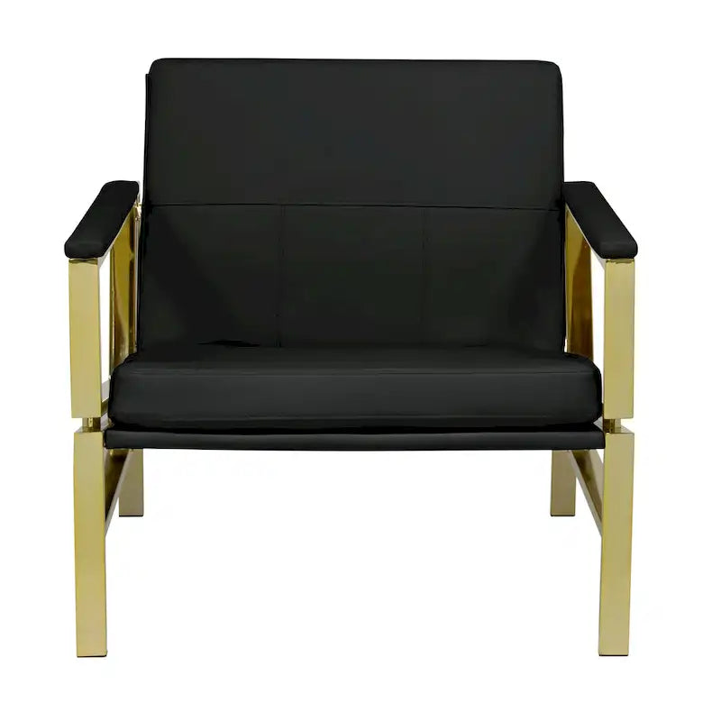 Fauteuil d'appoint du milieu du siècle en métal et cuir reconstitué
