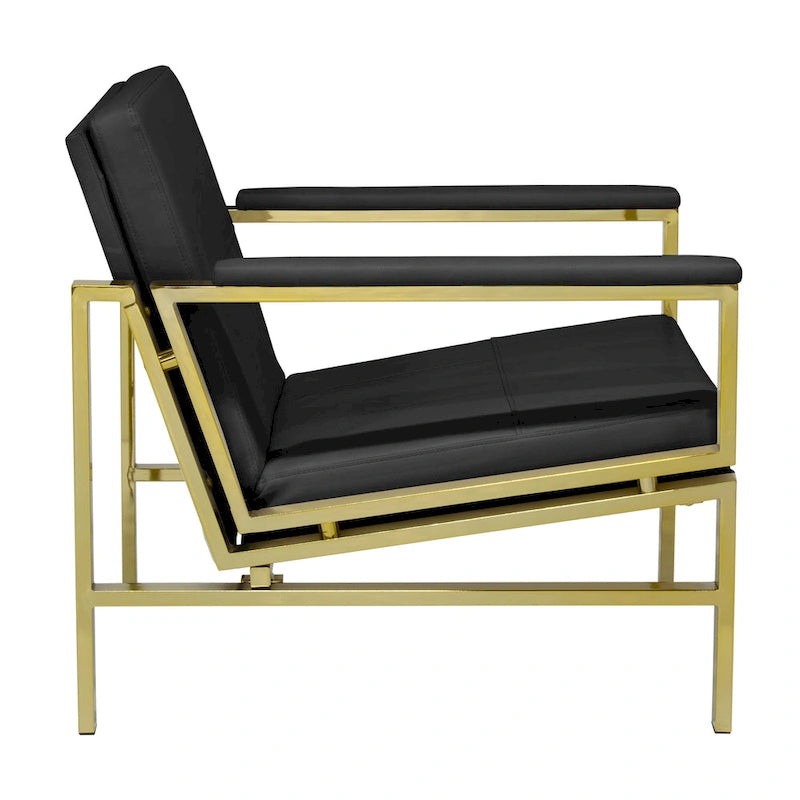 Fauteuil d'appoint du milieu du siècle en métal et cuir reconstitué