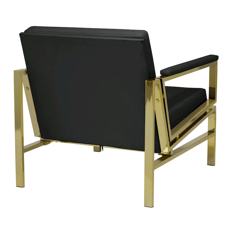 Fauteuil d'appoint du milieu du siècle en métal et cuir reconstitué