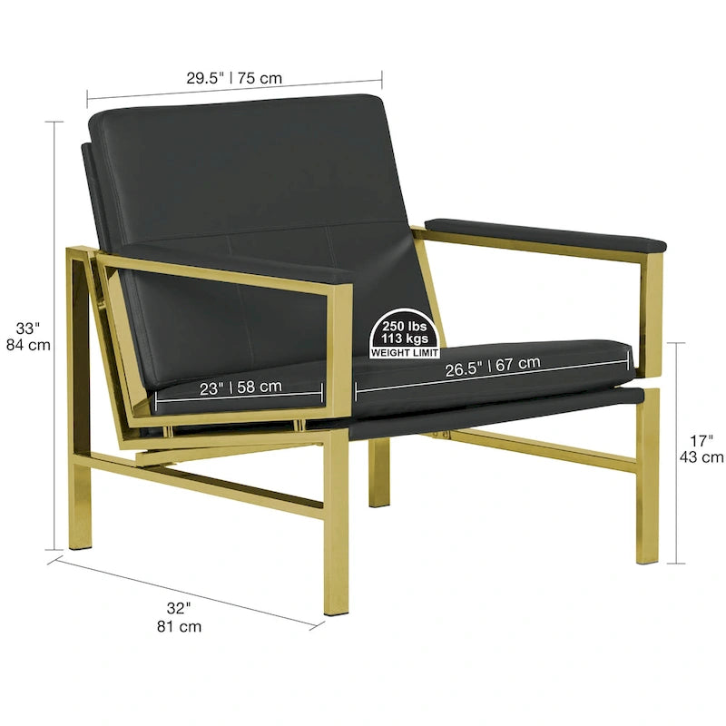 Fauteuil d'appoint du milieu du siècle en métal et cuir reconstitué