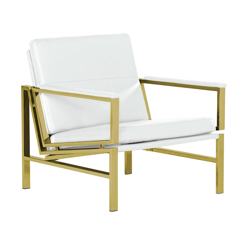 Fauteuil d'appoint du milieu du siècle en métal et cuir reconstitué