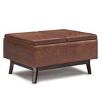 Pouffe de rangement rectangulaire plateau de 86 cm de large de style Mid-Century Modern