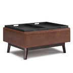 Pouffe de rangement rectangulaire plateau de 86 cm de large de style Mid-Century Modern