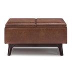 Pouffe de rangement rectangulaire plateau de 86 cm de large de style Mid-Century Modern