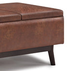 Pouffe de rangement rectangulaire plateau de 86 cm de large de style Mid-Century Modern