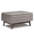 Pouffe de rangement rectangulaire plateau de 86 cm de large de style Mid-Century Modern