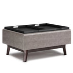 Pouffe de rangement rectangulaire plateau de 86 cm de large de style Mid-Century Modern
