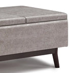 Pouffe de rangement rectangulaire plateau de 86 cm de large de style Mid-Century Modern