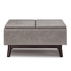 Pouffe de rangement rectangulaire plateau de 86 cm de large de style Mid-Century Modern