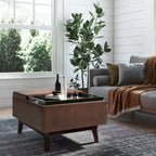 Pouffe de rangement rectangulaire plateau de 86 cm de large de style Mid-Century Modern