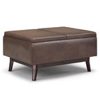 Pouffe de rangement rectangulaire plateau de 86 cm de large de style Mid-Century Modern