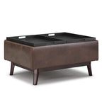 Pouffe de rangement rectangulaire plateau de 86 cm de large de style Mid-Century Modern