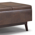 Pouffe de rangement rectangulaire plateau de 86 cm de large de style Mid-Century Modern