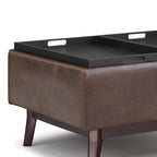 Pouffe de rangement rectangulaire plateau de 86 cm de large de style Mid-Century Modern