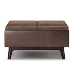 Pouffe de rangement rectangulaire plateau de 86 cm de large de style Mid-Century Modern