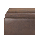 Pouffe de rangement rectangulaire plateau de 86 cm de large de style Mid-Century Modern
