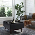 Pouffe de rangement rectangulaire plateau de 86 cm de large de style Mid-Century Modern