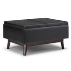 Pouffe de rangement rectangulaire plateau de 86 cm de large de style Mid-Century Modern