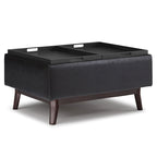 Pouffe de rangement rectangulaire plateau de 86 cm de large de style Mid-Century Modern