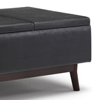 Pouffe de rangement rectangulaire plateau de 86 cm de large de style Mid-Century Modern
