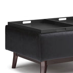 Pouffe de rangement rectangulaire plateau de 86 cm de large de style Mid-Century Modern