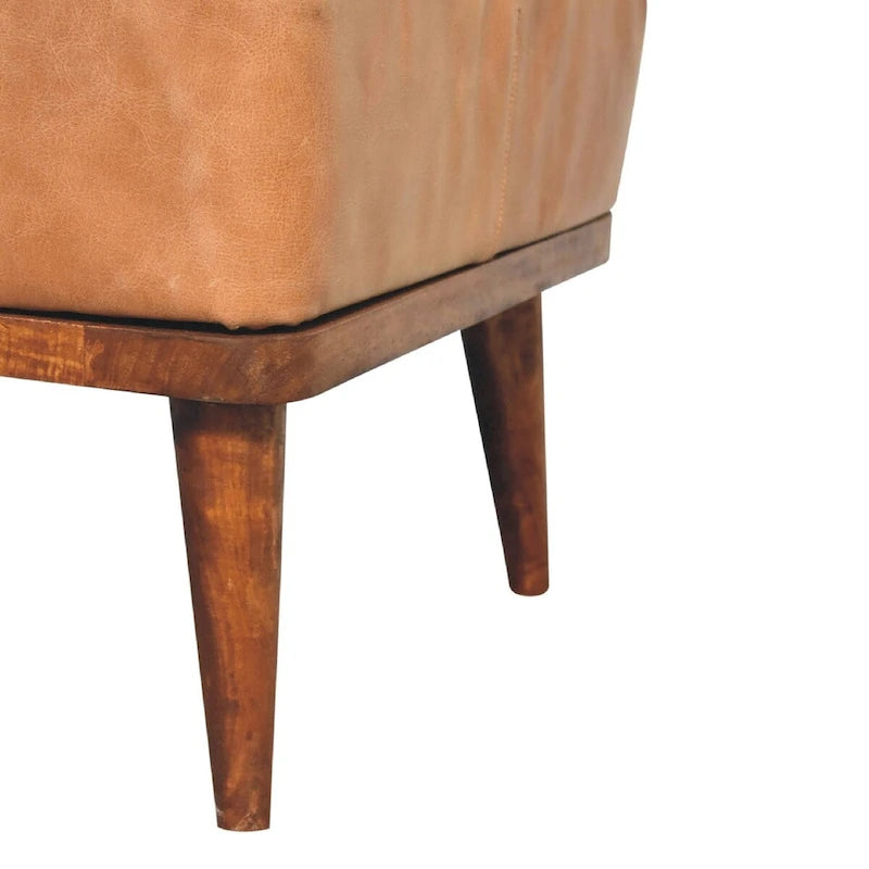 Repose-pieds en cuir marron clair