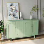 Armoire de rangement 4 portes avec pieds en pin, poignées en bois massif et MDF, pour le salon