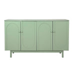 Armoire de rangement 4 portes avec pieds en pin, poignées en bois massif et MDF, pour le salon