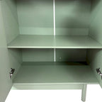 Armoire de rangement 4 portes avec pieds en pin, poignées en bois massif et MDF, pour le salon